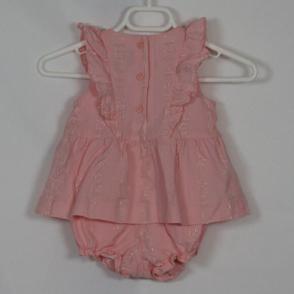 Janie & Jack Pink Sleeveless Ruffle Bubble Romper Size 3-6 Months - Picture 5 of 6